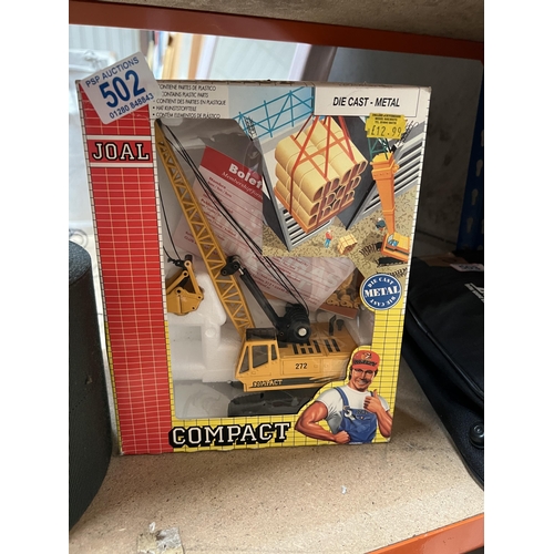 502 - Diecast model digging crane boxed by JOAL