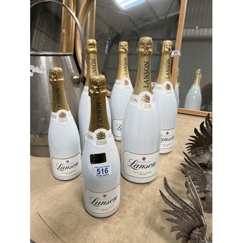 516 - 6 x Display LANSON white label champagne bottles 4 x magnum size