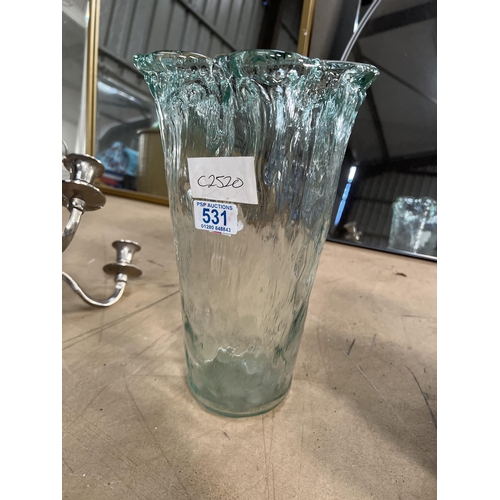 531 - Glass vase 13” tall