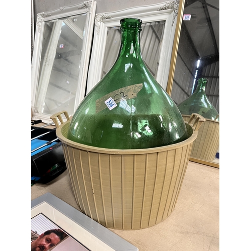 534 - large green glass  demijohn carboy 54 litre