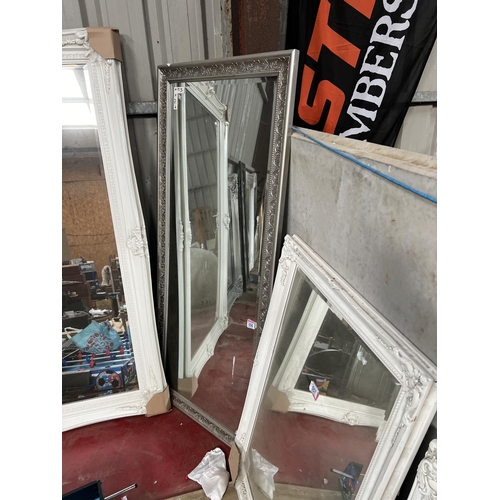 556 - silver framed mirror 163cm x 72cm