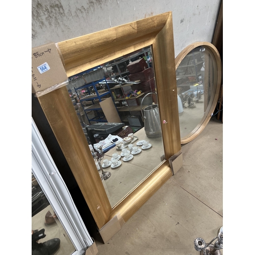 564 - gold framed mirror 119cm x 88cm