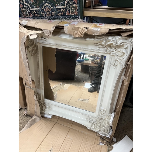 620 - new white framed mirror 24” x 24”