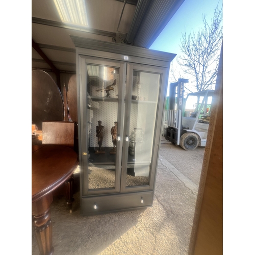 680 - grey painted glazed cabinet