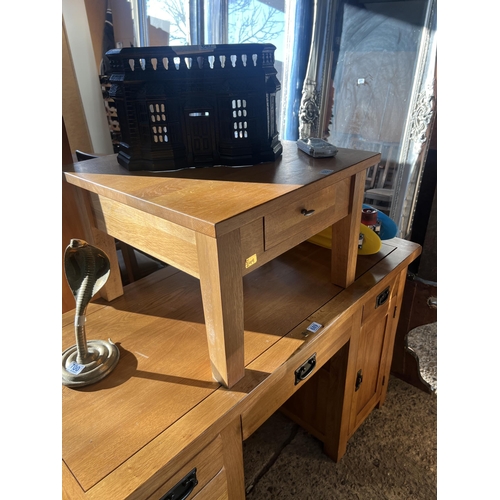 688 - heavy oak coffee table with draw