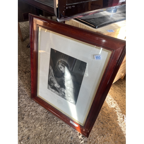 693 - framed picture , PARCE SOMNUM RUMPERE