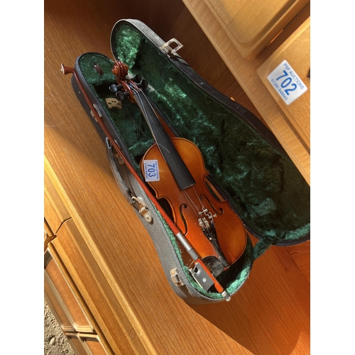 703 - 1/4 size violin in case