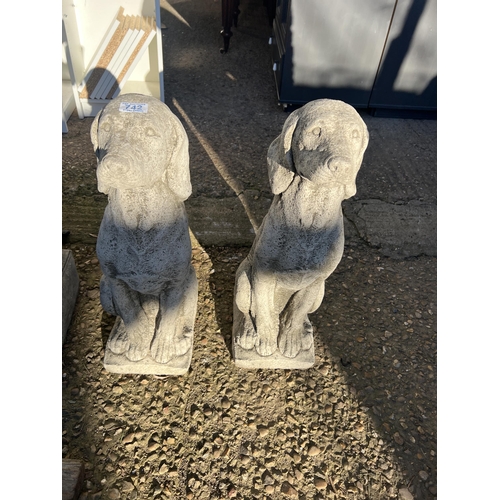 742 - pair concrete dogs