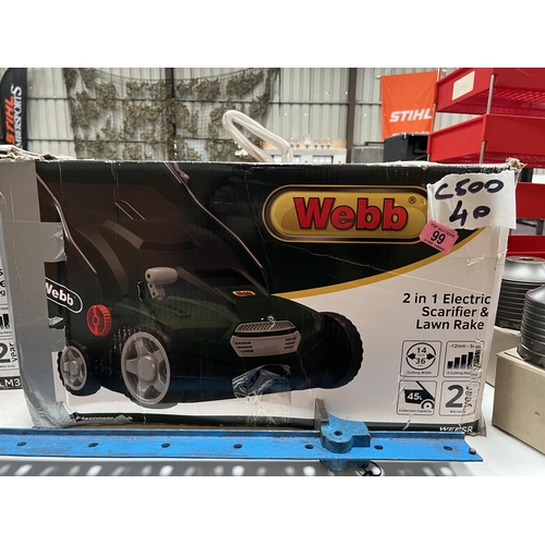 99 - Webb 2 in 1 , scarifier / rake electric