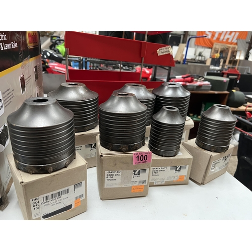 100 - 7 x new Heavy duty core drill bits JORAN