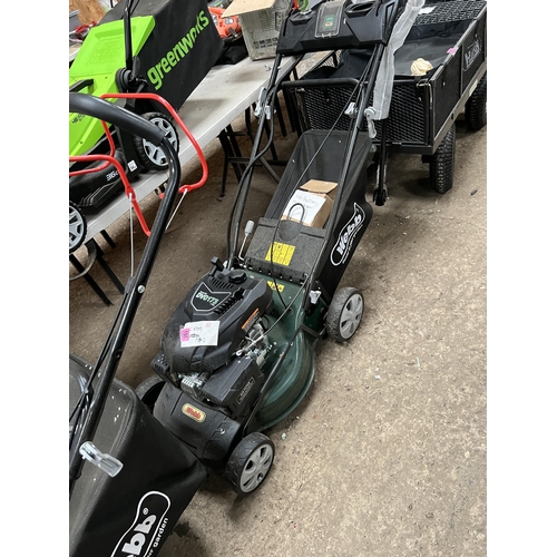 156 - new Webb petrol mower , with push button start , inc battery charger