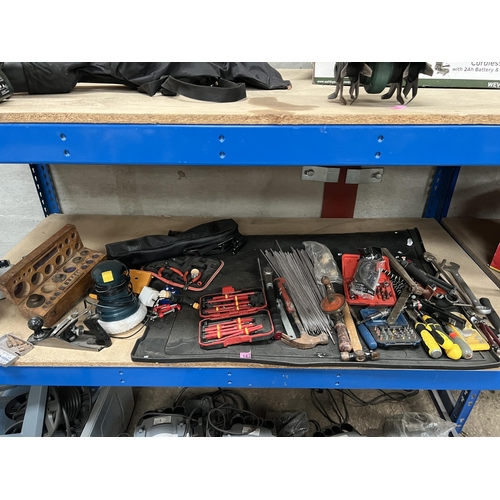 162 - shelf mixed tools , screw drivers  etc..