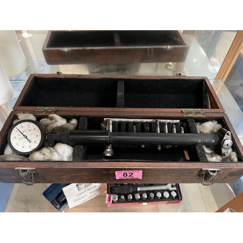 82 - vintage Exacta gauge in wood box