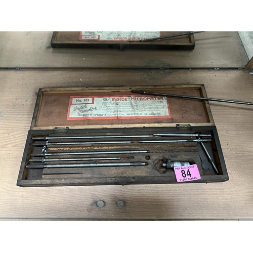 84 - vintage Moore & Wright micrometer in wood case