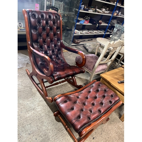 272 - Chesterfield rocking chair with stool