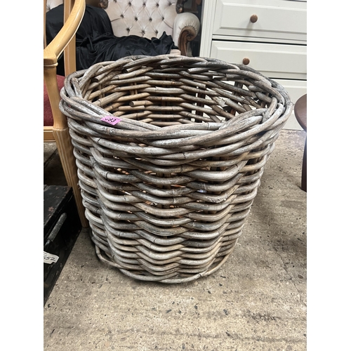 393 - large wicker LOG basket 60cm diameter x  60cm high