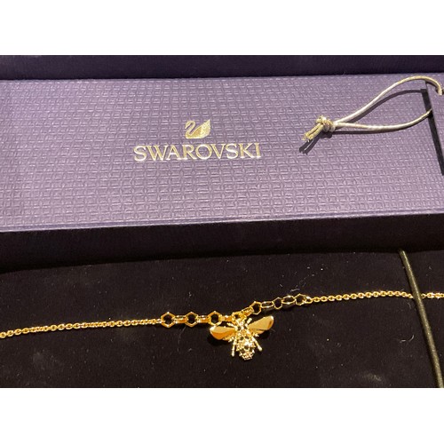 37 - new Swarovski crystal Bee bracelet , bee pendant. Yellow tone gold plated with black / clear & g... 