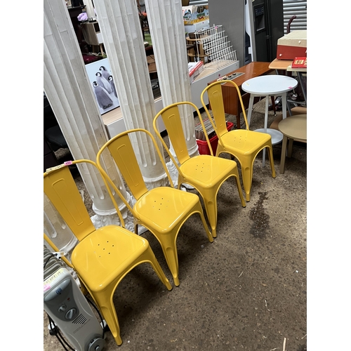 292 - 4 x metal bright yellow chairs