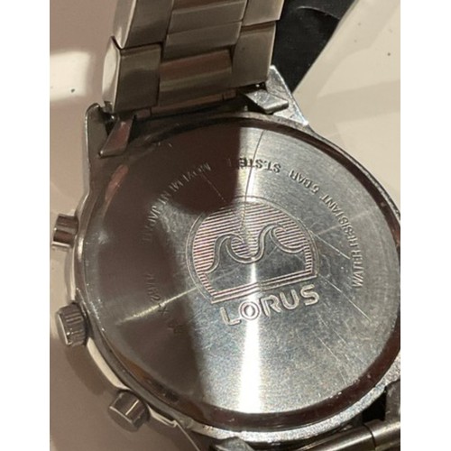 26 - Lorus Chronograph watch , stainless steel case , brown face , 42mm face