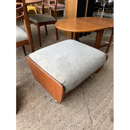 411 - mid century teak padded foot stool