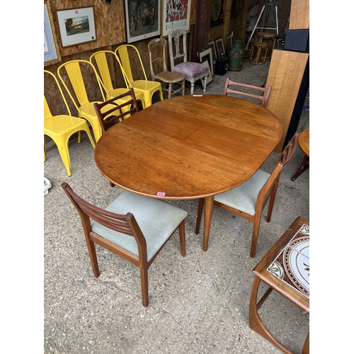 413 - mid century teak dinning table and 4 chairs