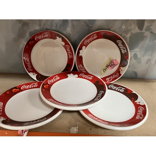 442 - 5 x coke cola plates 21cm diameter