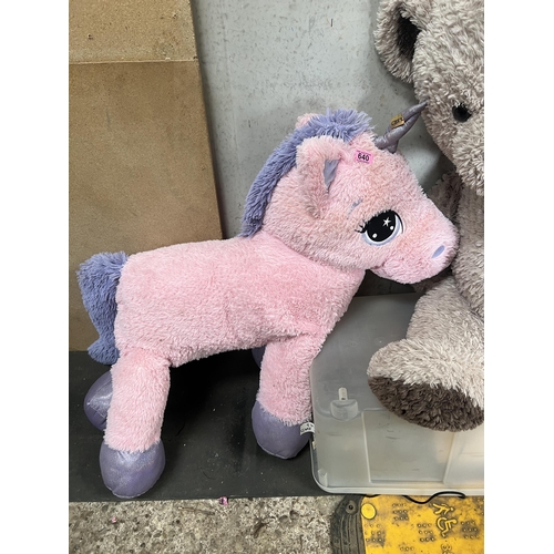 640 - large soft toy unicorn