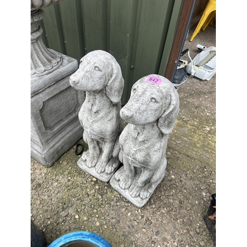 642 - pair concrete dogs