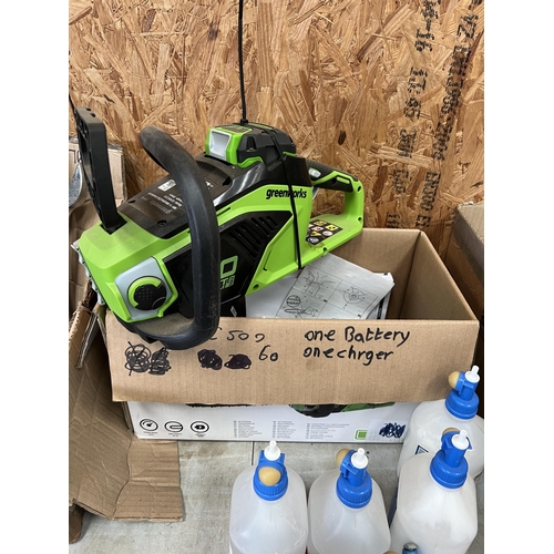 45 - Greenworks 40v chainsaw with battery / charger