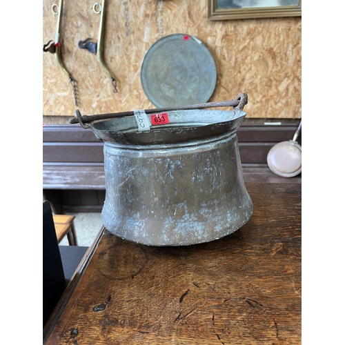 633 - rustic metal pan with iron handle