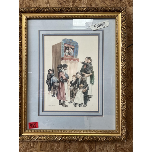 655 - framed picture , punch & Judy show