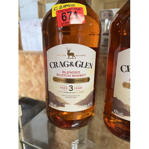 671 - 1.5 litre Crag & Glen scotch whiskey , special reserve