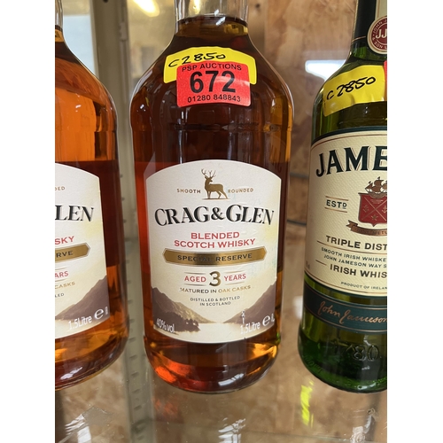 672 - 1.5 litre Crag & Glen scotch whiskey , special reserve