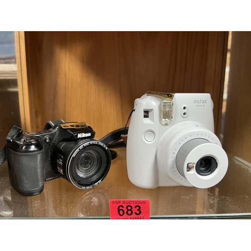 683 - Instax mini 9 camera & Nikon Coolpix L820