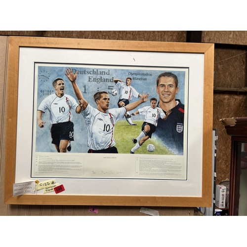 698 - framed signed / numbered Micheal Owen Tribute , signed Patrick Loan