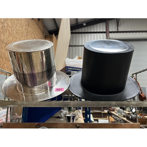 601 - 2 x top hat ice buckets , 1 x metal / plastic