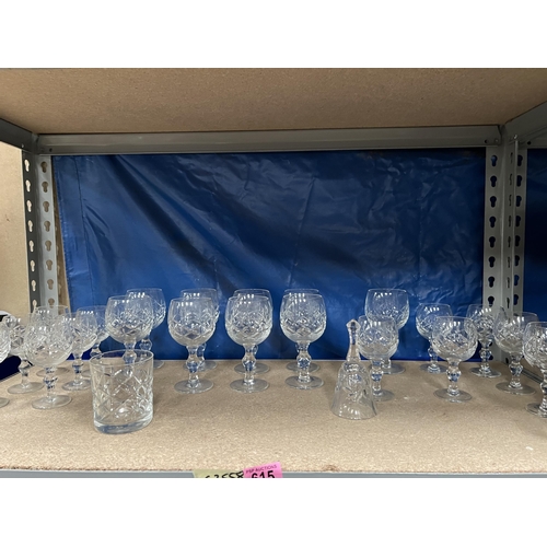 615 - Qty crystal drinking glasses