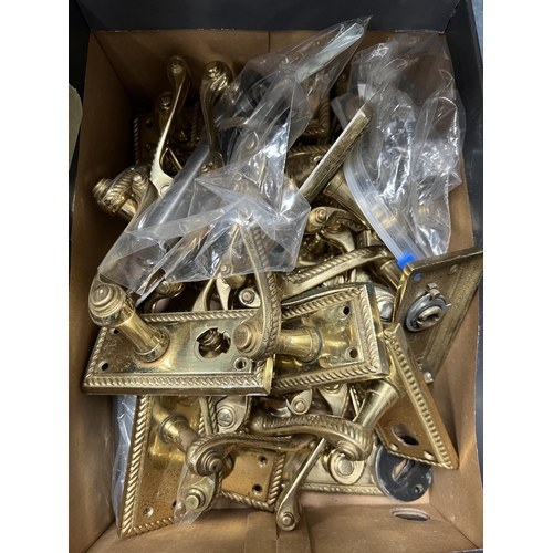 628 - Qty brass door handles