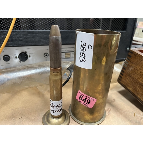 649 - trench art , bullet lighter plus brass shell