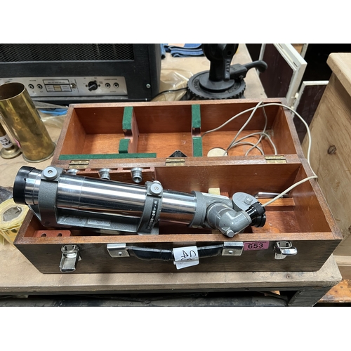 653 - Hilger & Watts , theodolite in wood case a/f