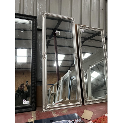 798 - silver framed mirror 180cm x 70cm