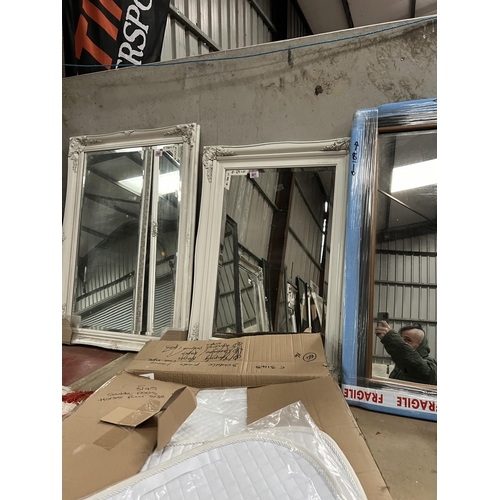 801 - white framed mirror 96cm x 69cm