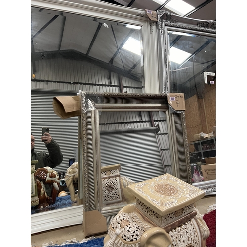 806 - silver framed mirror 81cm x 70cm