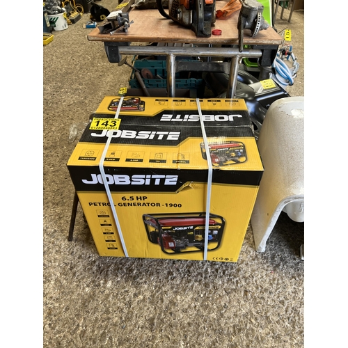 143 - NEW boxed JOBSITE 6.5hp generator, 4 stroke