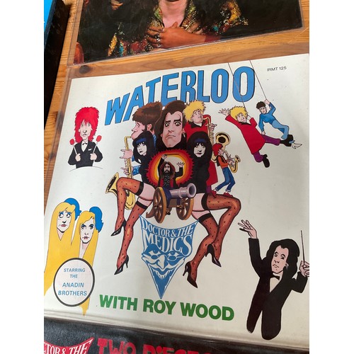 454 - Doctor & the Medics records / vinyl Lp’s , Waterloo , BURN & two pieces of cloth carefully s... 