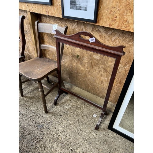 361 - Mahogany fire screen with glass