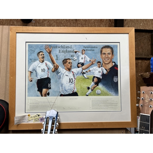 403 - framed Micheal Owen tribute signed / numbered Patrick Loan