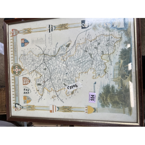 554 - framed map Buckinghamshire