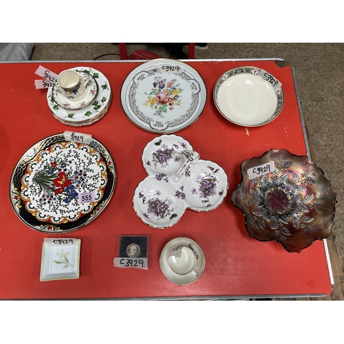 555 - mixed China , carnival glass bowl etc..