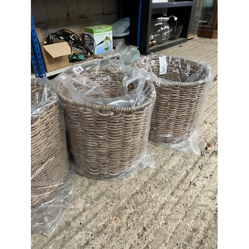 588 - 2 x rope woven baskets NEW